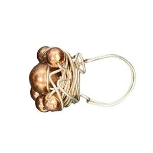 Silver Wire Ring with Copper Beads Adjustable Size